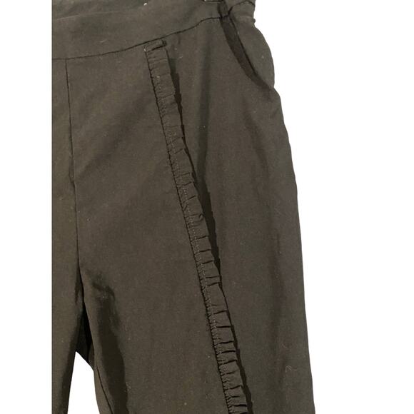 Soft Surroundings Black Ruffled Seam Side Zip Career Ankle Pants Women Sz MP - Picture 6 of 9